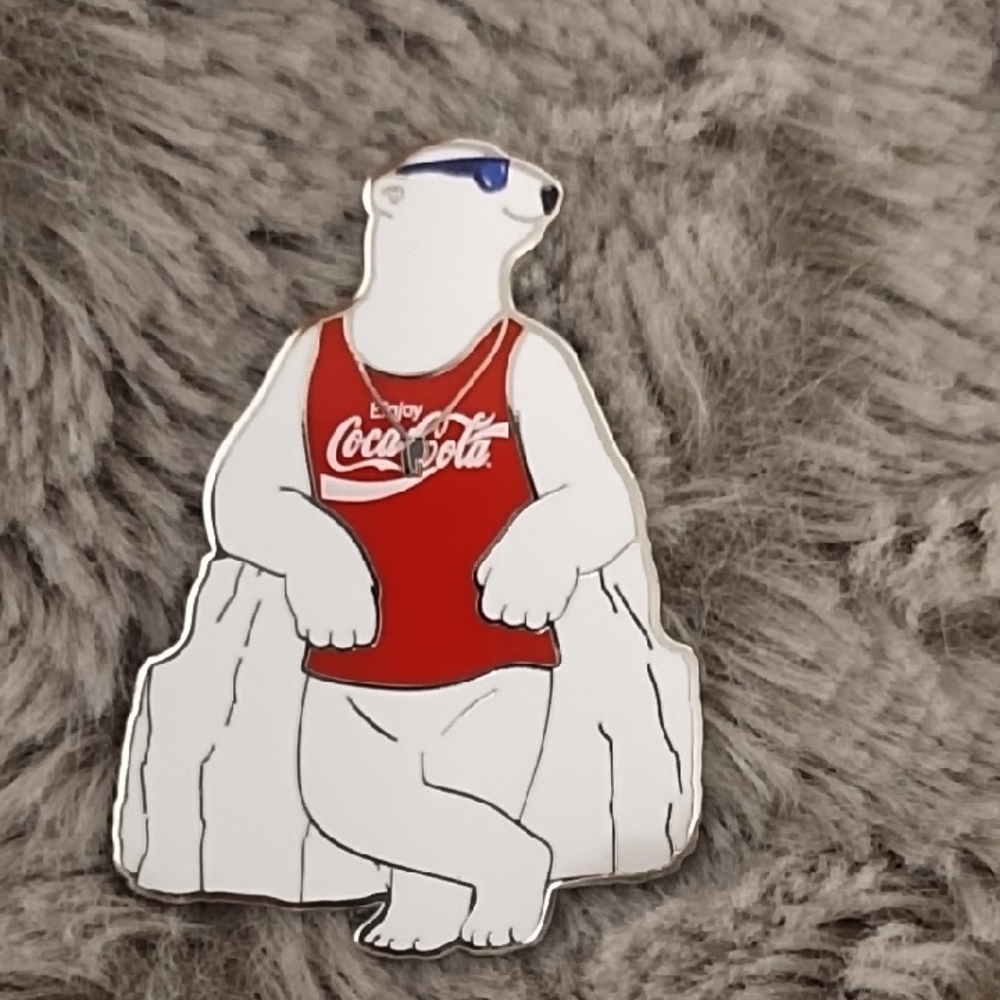 Coca Cola Polar Bear Pin - Red and White